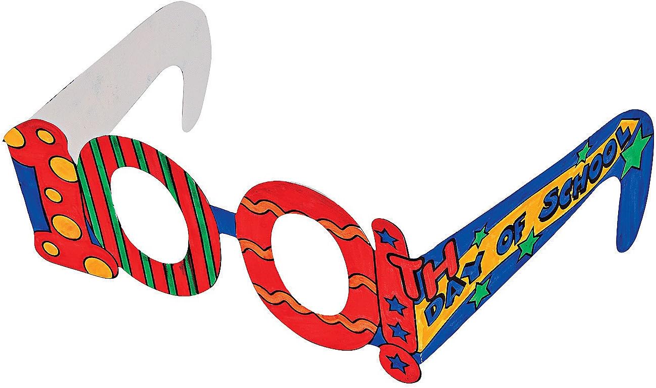 Fun Express Cyo 100Th Day Glasses Craft Kit - 12 Pieces - Educational and Learning Activities for Kids