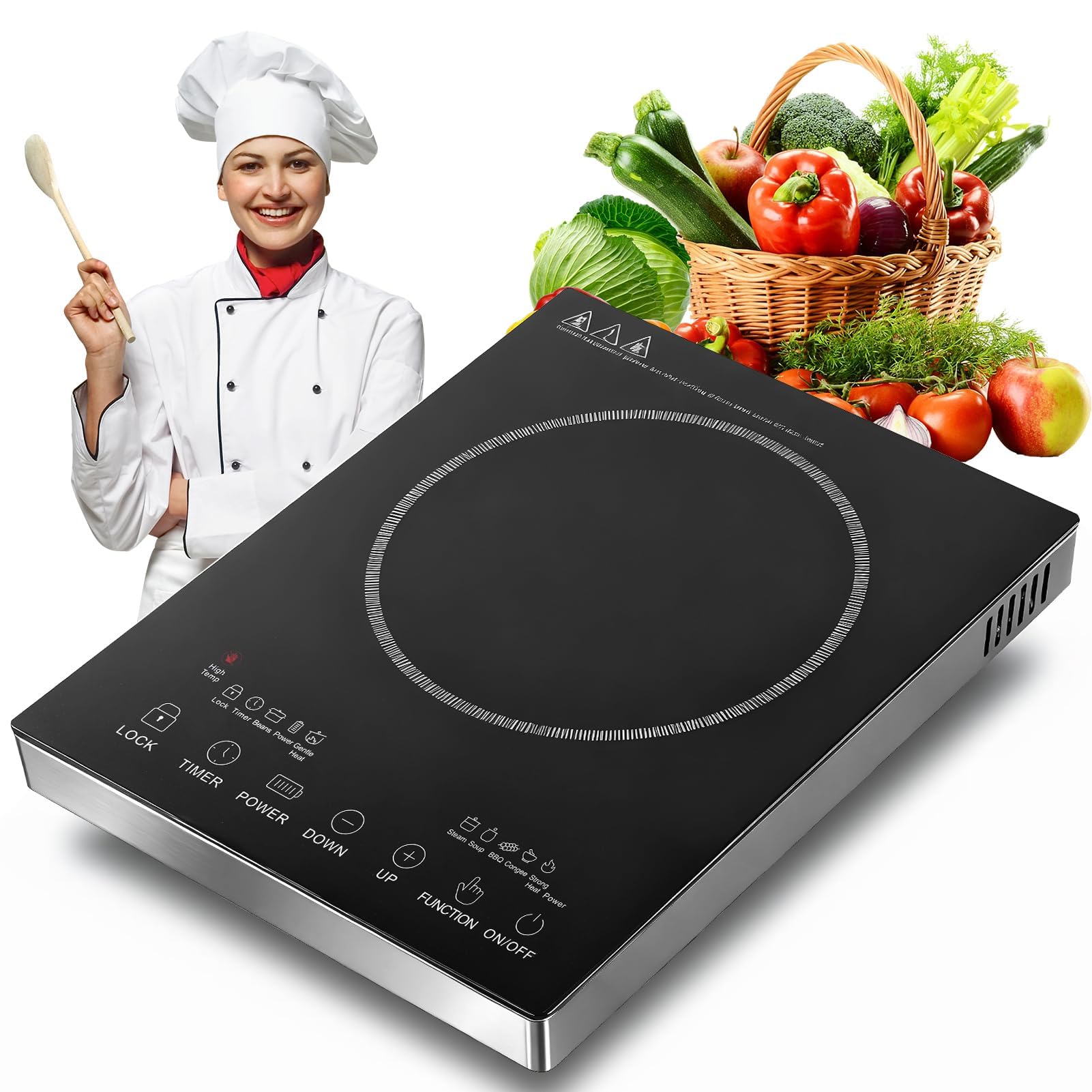 Glaskeramikkochfeld 3500W 4 Modi 9 Stufen Touch Steuerung 1 Platte Timer Überhitzungsschutz 220V