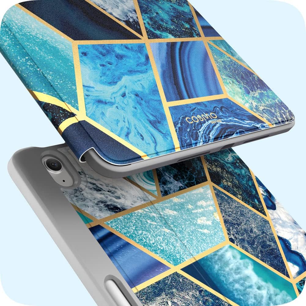 i-Blason for iPad mini 7 Case (A17 Pro 2024), iPad mini 6 Case (2021) 8.3 inch, Full-Body Trifold with Built-in Screen Protector Smart Cover with Auto Sleep/Wake & Pencil Holder, Cosmo Series (Ocean)
