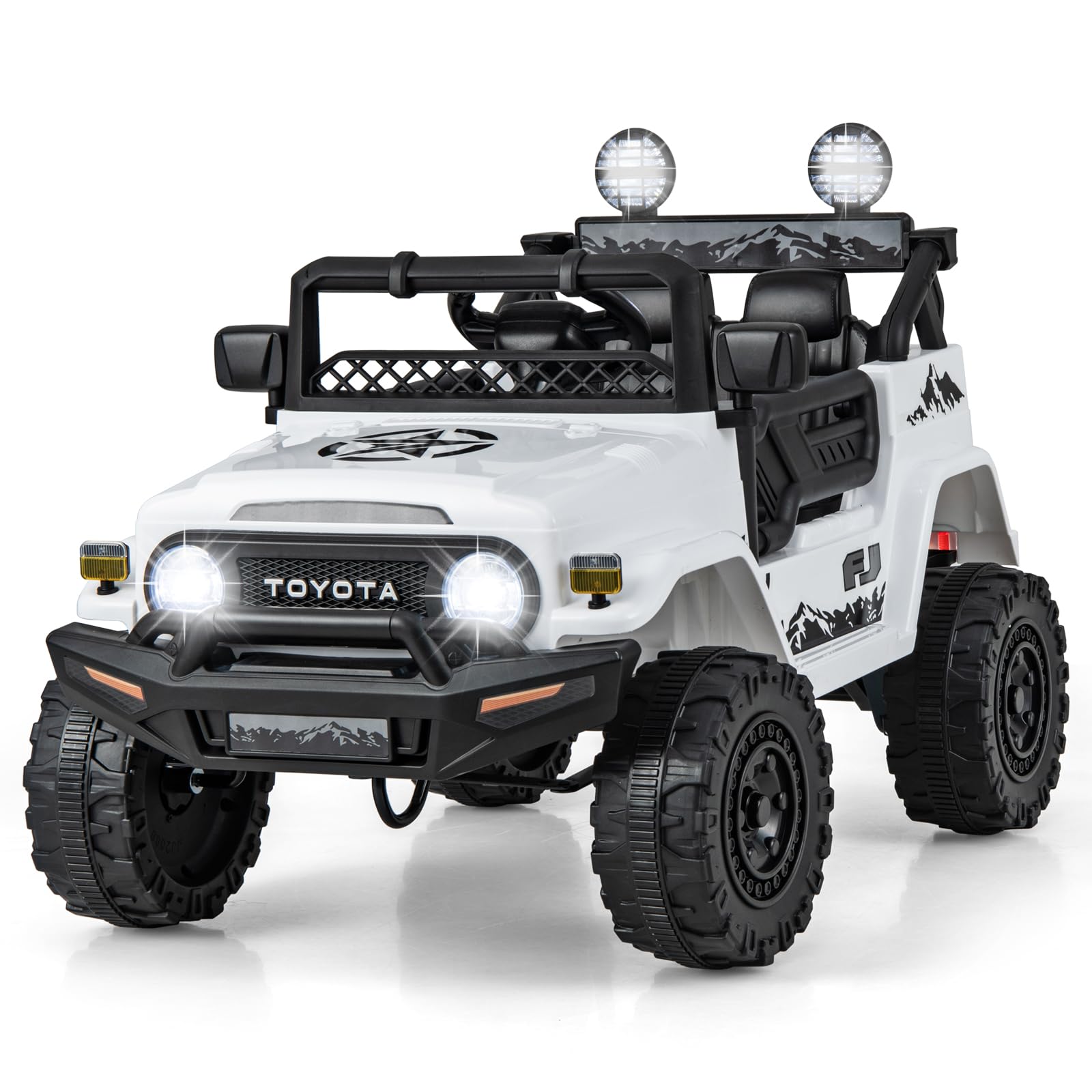 Photo 1 of Costzon Ride on Car, 12V 7Ah Licensed Toyota FJ Cruiser Electric Car w/Remote Control, Shock Suspension, LED Lights & Music, Kids Car to Drive for Toddlers Aged 37-96 Months Old (White)