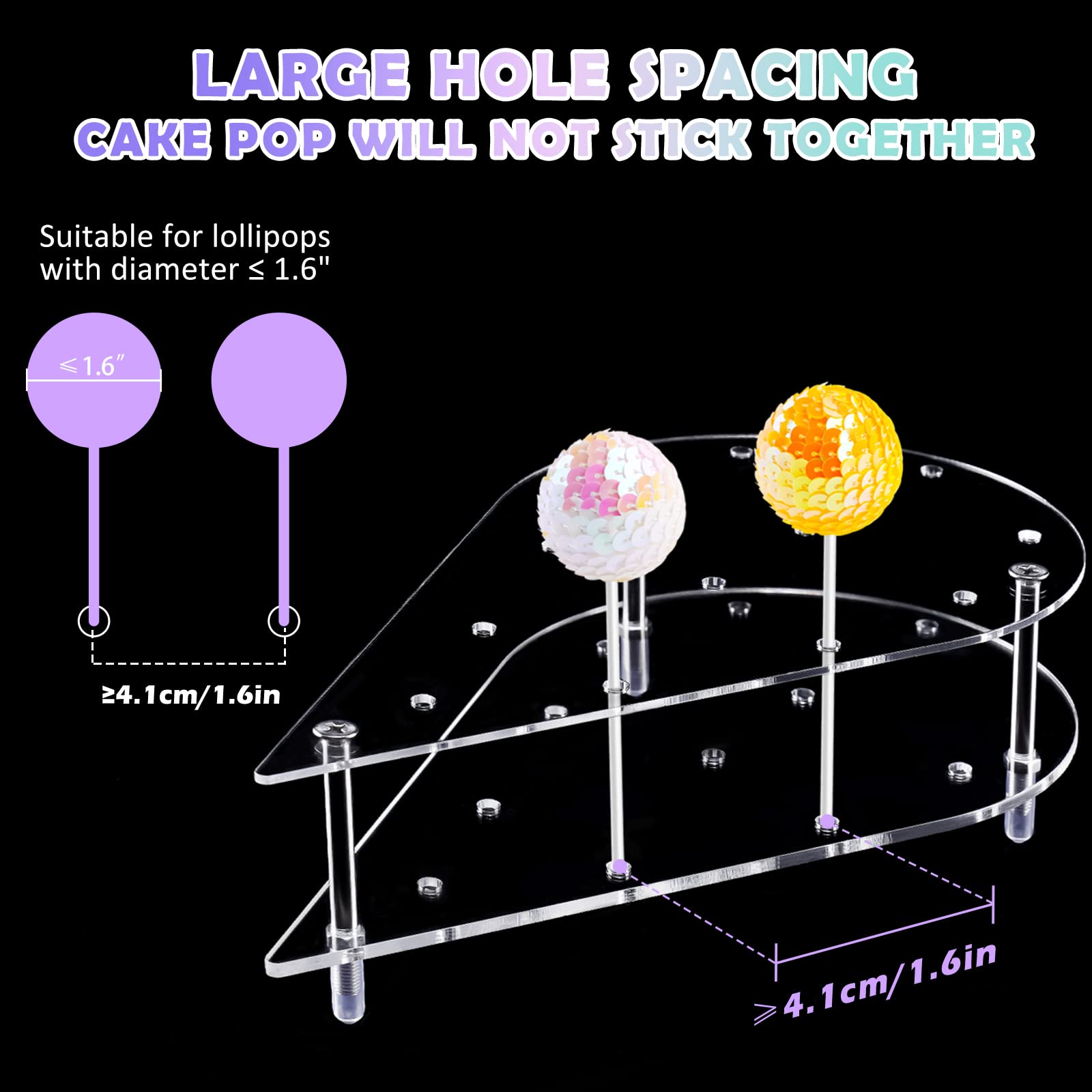 NiHome Supporto Per Cake Pop In Acrilico, 24 Fori, 2 Livelli, A Forma Di Cuore, Per Lecca-lecca E Torte Su Bastoncino, Per Matrimoni E Feste