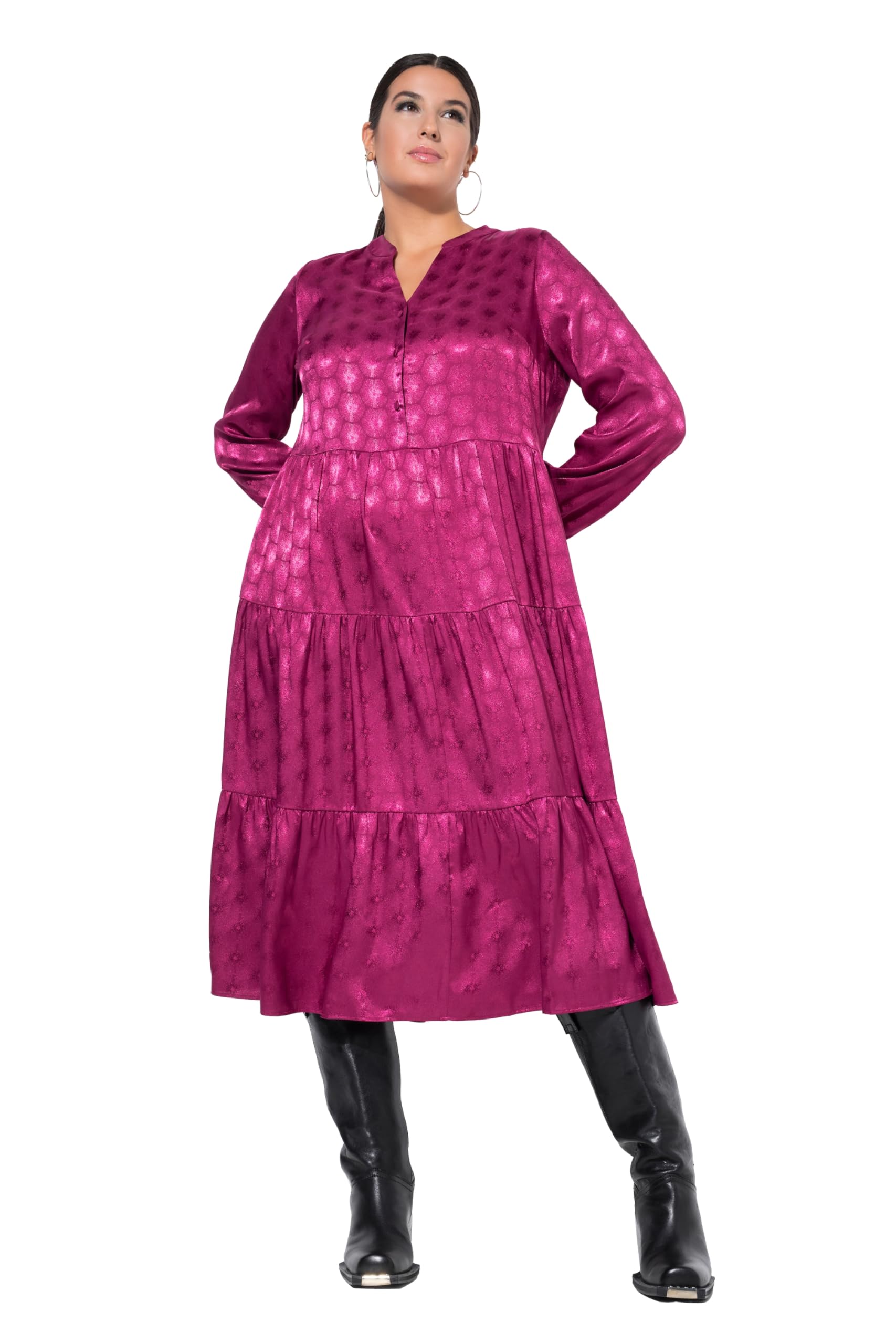 Studio Untold Damen große Größen Übergrößen Plus Size Maxikleid, glänzend, moderner Jacquard 846004