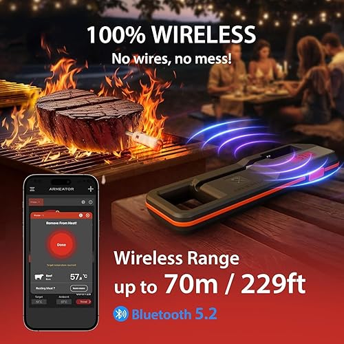 Miniatura 4 de Termómetro inteligente para carne, aplicación digital, termómetros de alimentos de lectura instantánea para cocinar a la parrilla, perfecto para