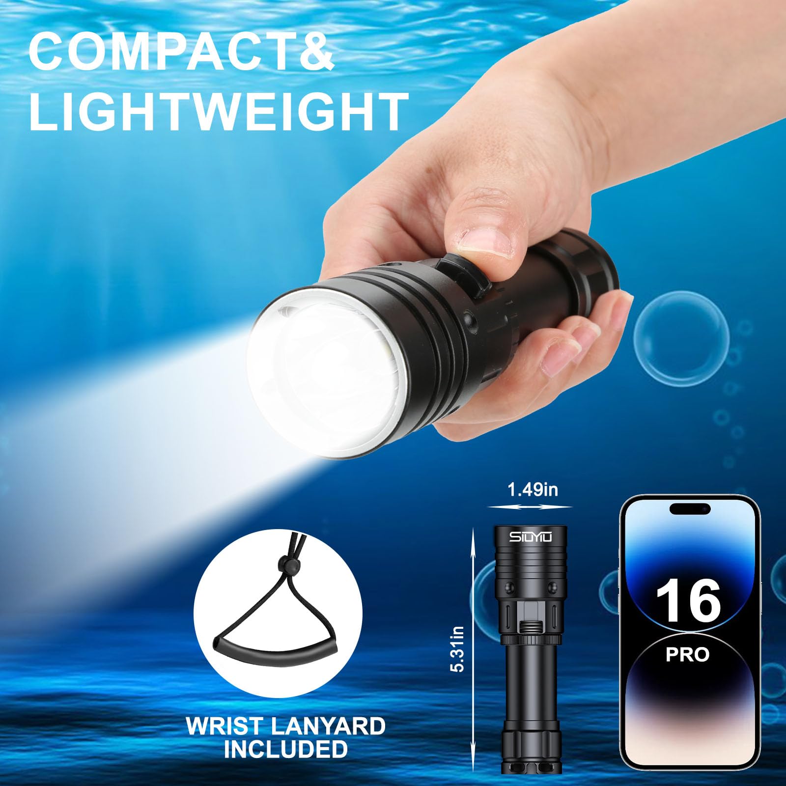 SHiLiPAi 2000 Lumen Diving Flashlight - Rechargeable Underwater Torch For Scuba - View #6