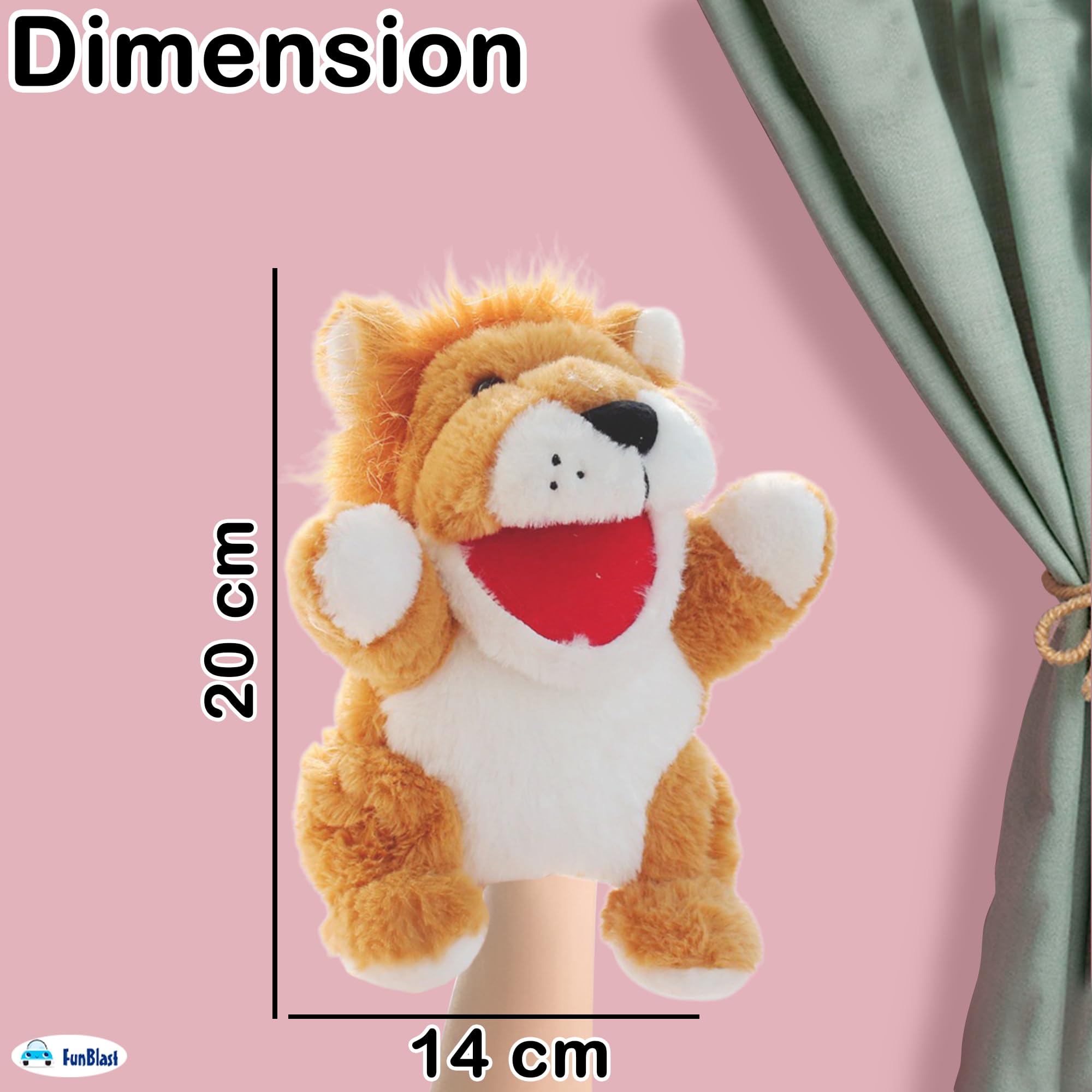 FunBlast Plush Animal Hand Puppets – Soft & Cuddly Animal Figure Puppets for Kids, Storytelling & Role Play, Fun Educational & Learning Toys for Toddlers & Children (Lion) 1