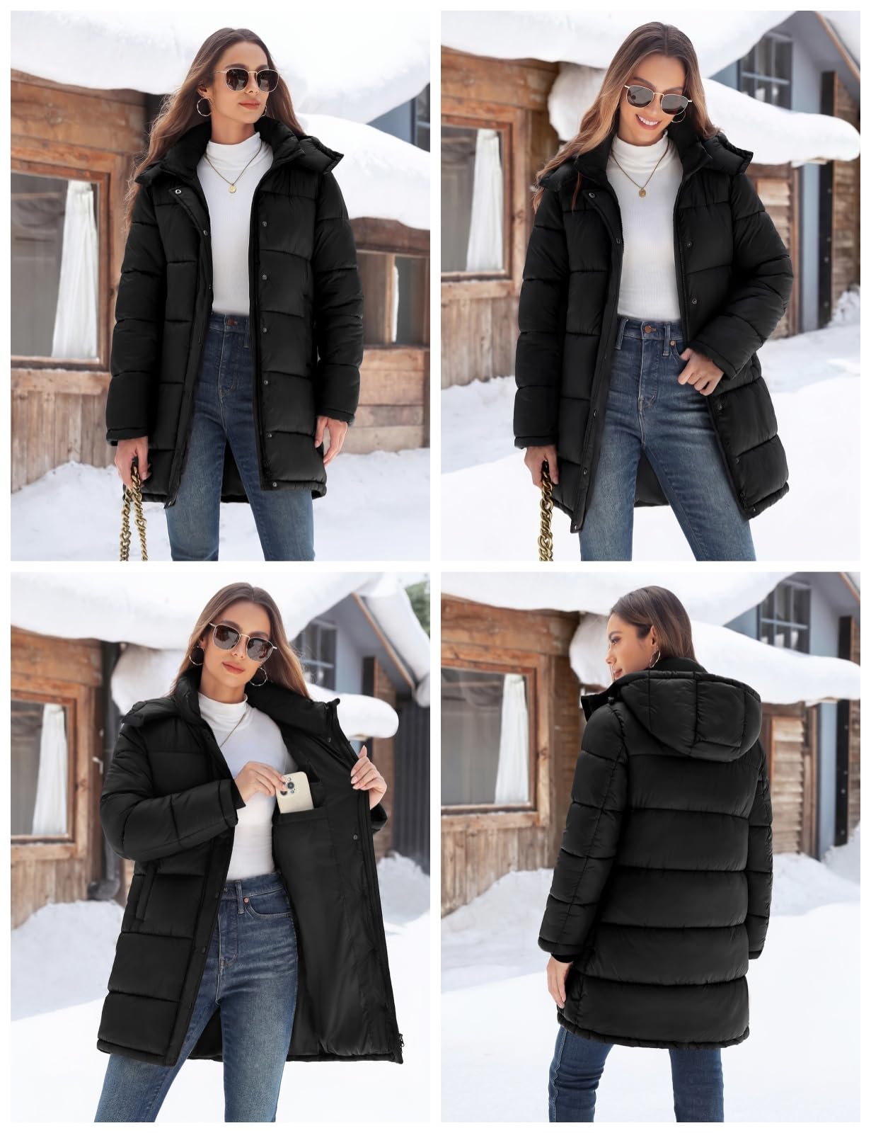 Tuopuda Cappotto Calda Donna Lungo Invernale Idrorepellente con Cappuccio