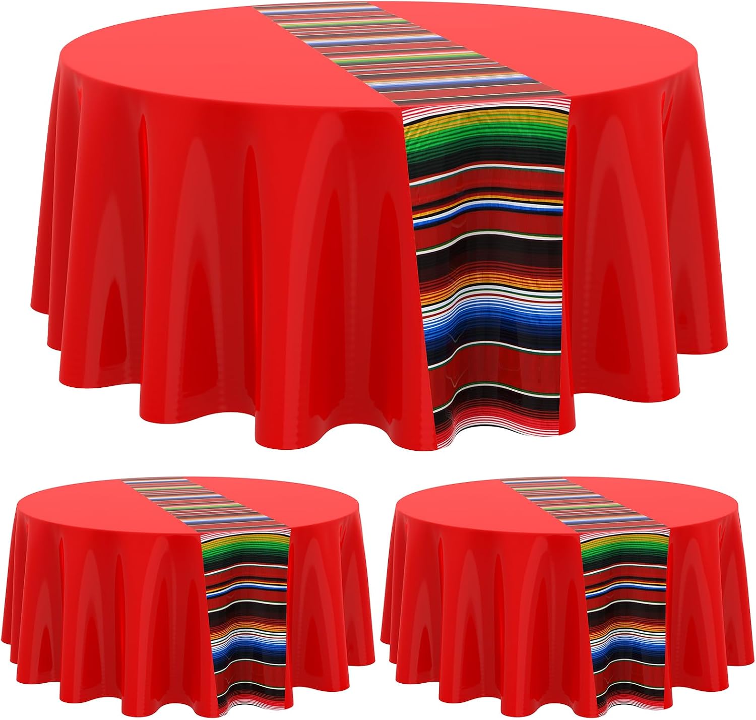Oudain 6 Pcs Mexican Round Tablecloths, Fiesta Tablecover, Red image 4