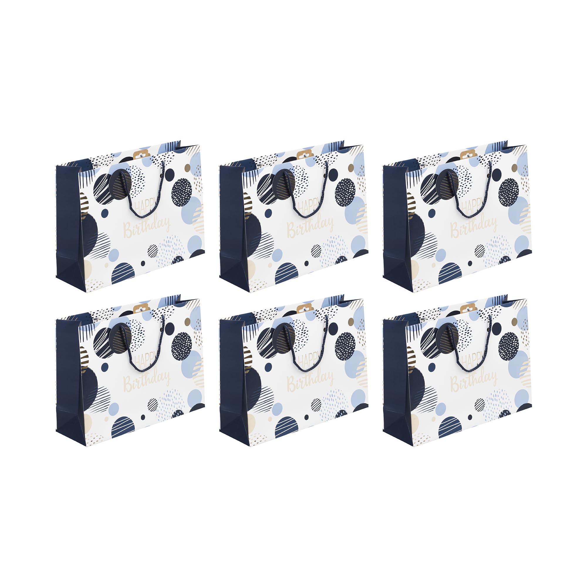 Clairefontaine 32487-6Cpack - A Set of 6 Excellia Gift Bags- Shopping - 37.3x11.8x27.5 cm - 210g - Design : HB Blue- Gift packaging, ideal for games, Puzzles