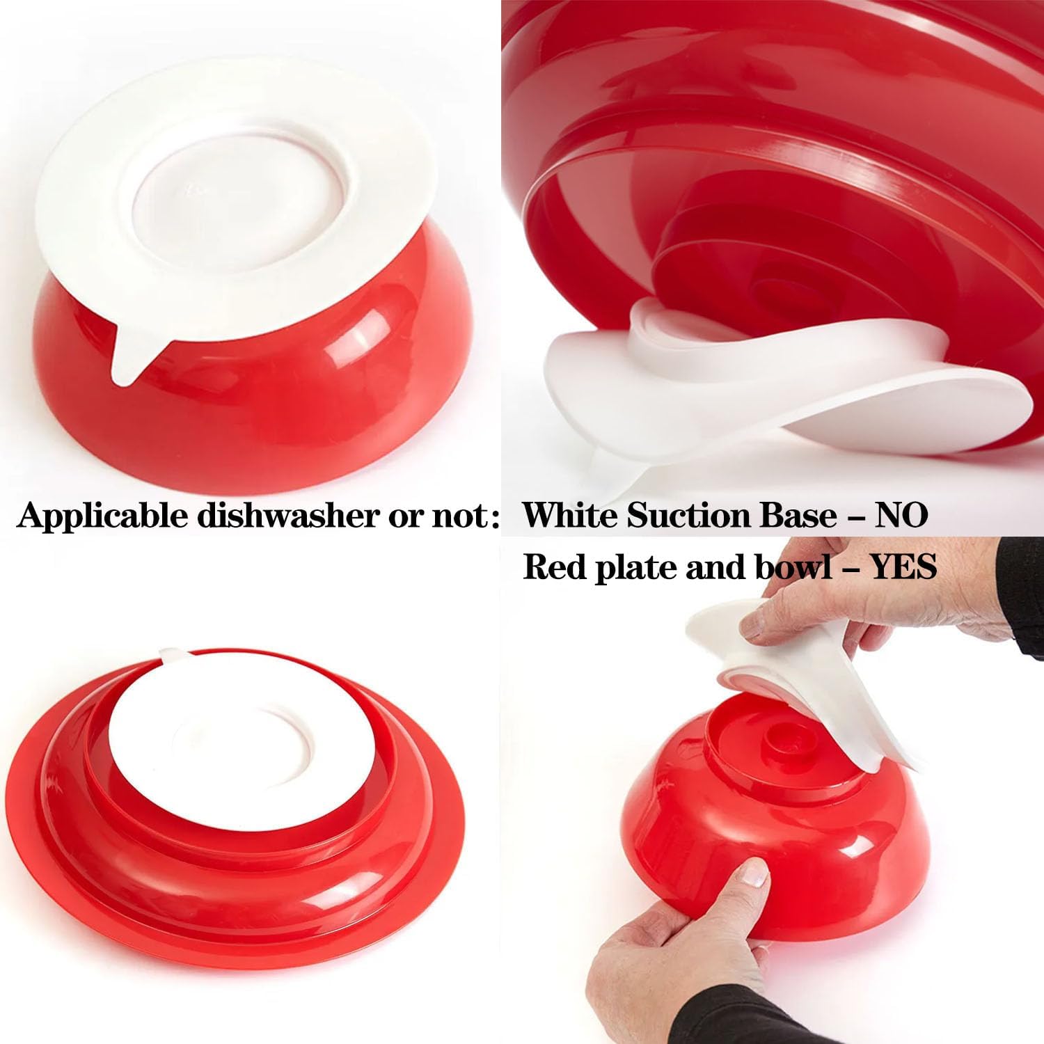 Plato y Cuenco a Prueba de derrames con Base de Ventosa, Plato Antideslizante para Adultos discapacitados, Cuenco de autoalimentación Adaptable para Personas Mayores(2 Plate+2 Bowl)