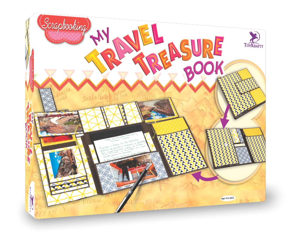 Toykraft: Scrapbook My Travel Treasure Book | Scrapbook Materials For Craft | Scrapbook For Memories |DIY Craft Kit | DIY Kits For Girls | Kids Craft | |Craft Set for Kids 6-12 | Gift for Girls