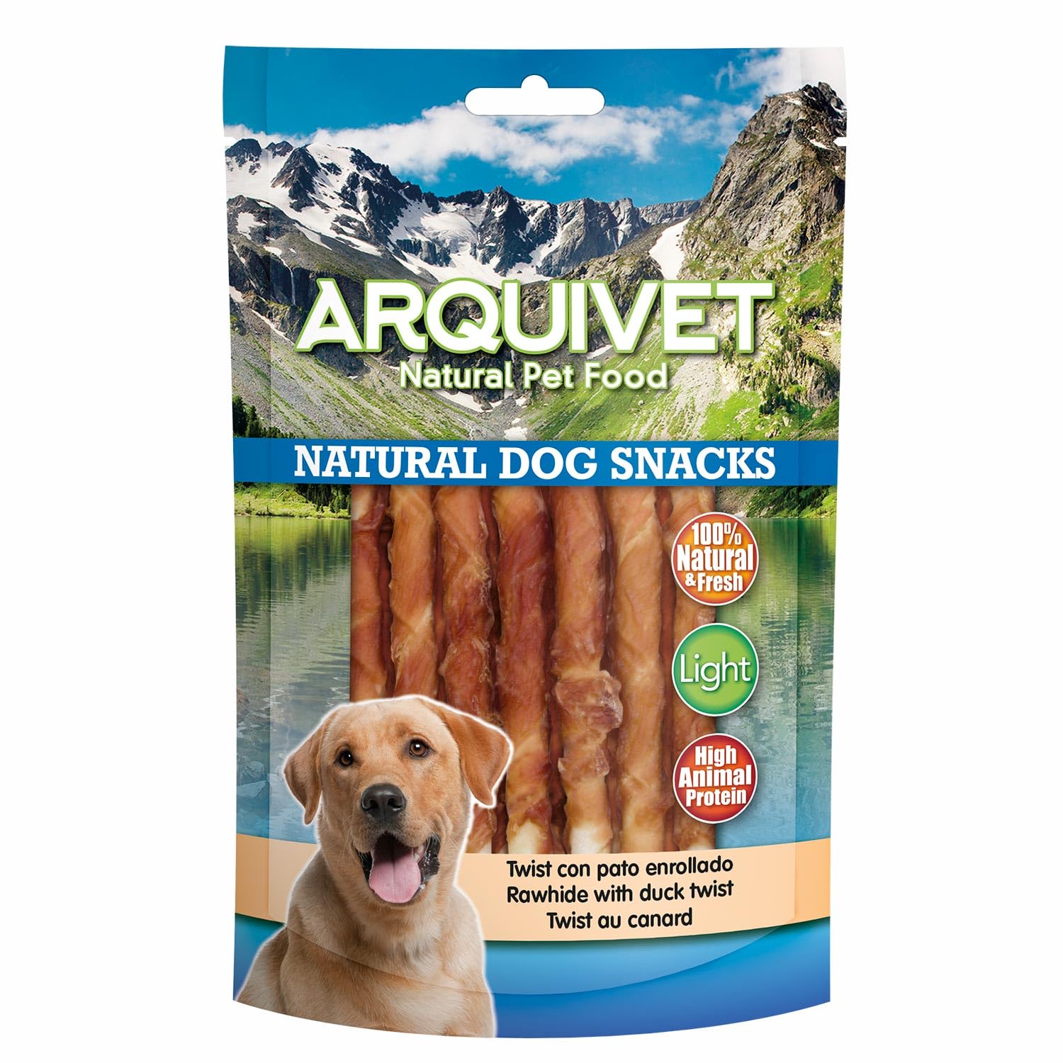 Arquivet Twist Ente Roll, Natürliche Snacks für Hunde, 100% natürlich und frisch, Reich an Eiweiß und fettarm, 13 cm, 100 g
