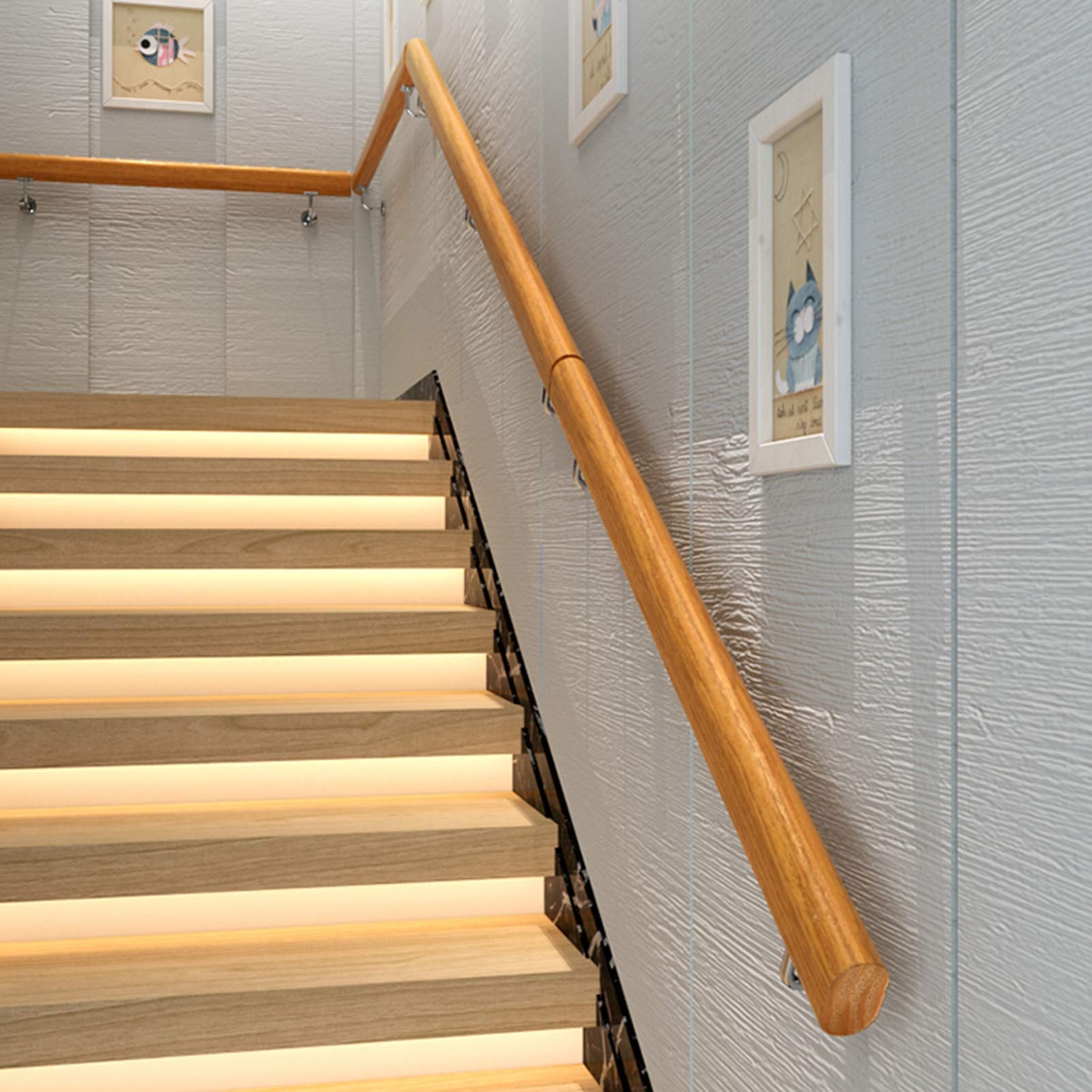 Main courante en bois massif 80cm avec supports de fixation robustes