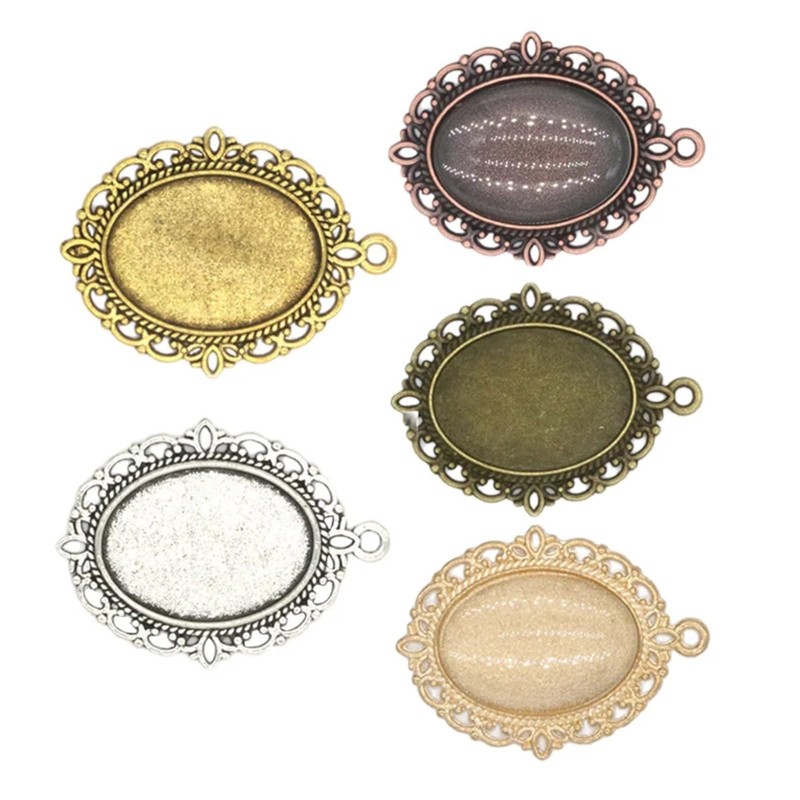 Bases para colgantes artesanales biseles ovalados para talleres de joyería y manualidades en casa