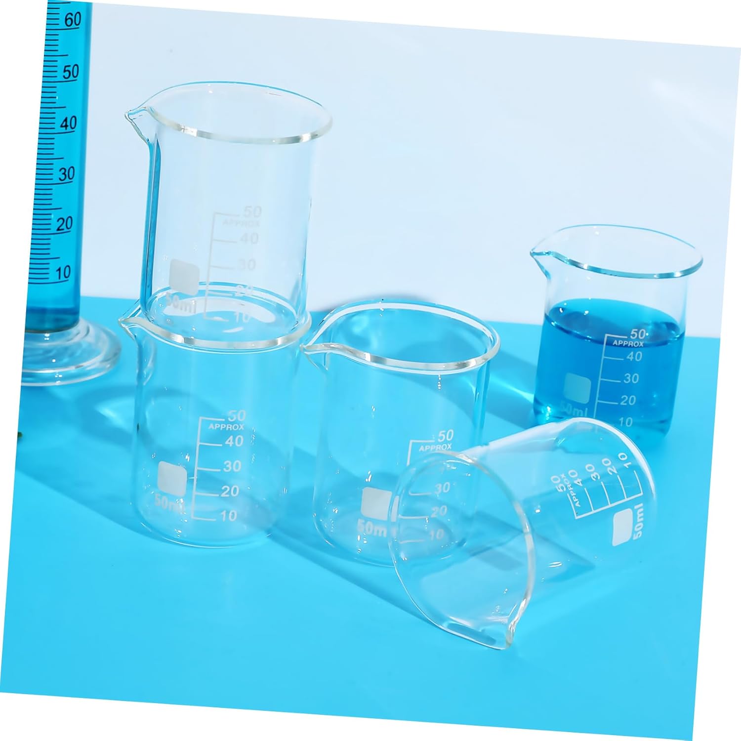 Cabilock Scientific Experiment Set 20pcs Glass Beakers Measuring Cups Graduated for Lab Kitchen