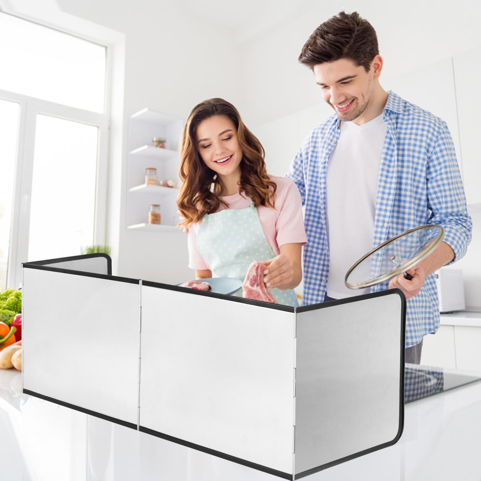 Pannello Paraschizzi Per Cucina - 4 Lati Pieghevole Antiaderente - Foto 11