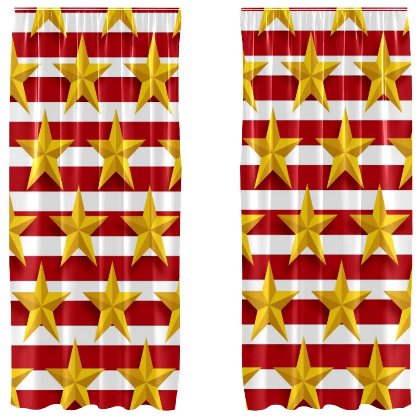 Cortinas de estrellas y rayas de 55x84 pulgadas para un dormitorio infantil acogedor y alegre