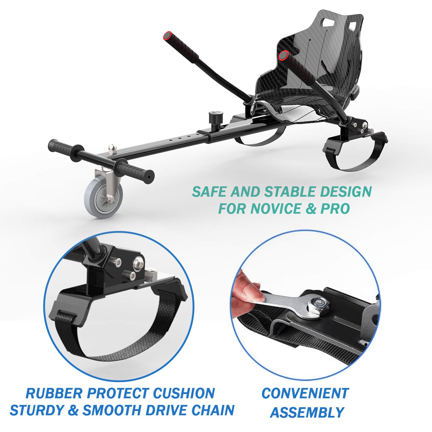 Siège Hoverkart Scooter Gokart - Fixation de siège Hoverbords pour, Hovergokart pour Hoverboards, Siège pour Hoverboards, Compatible avec 6,5 Pouces 8,5 Pouces et 10 Pouces