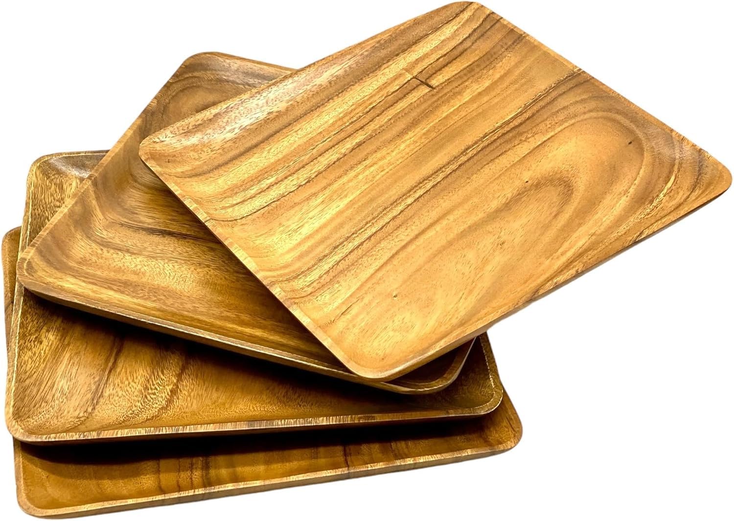 Assiettes de 25,4 cm en bois naturel massif au design épuré