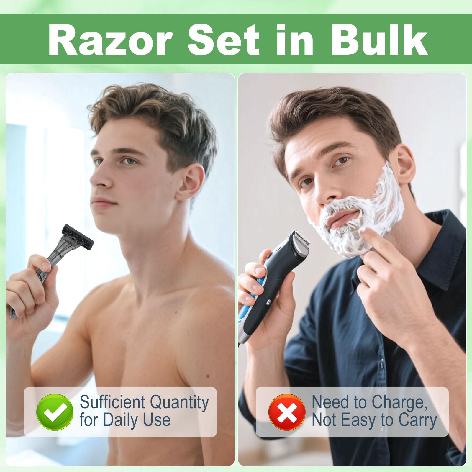Rasoi usa e getta, grigi, confezionati singolarmente, con crema da barba per hotel, rifugi, senzatetto, case di cura, enti di beneficenza, chiese (confezione da 30)