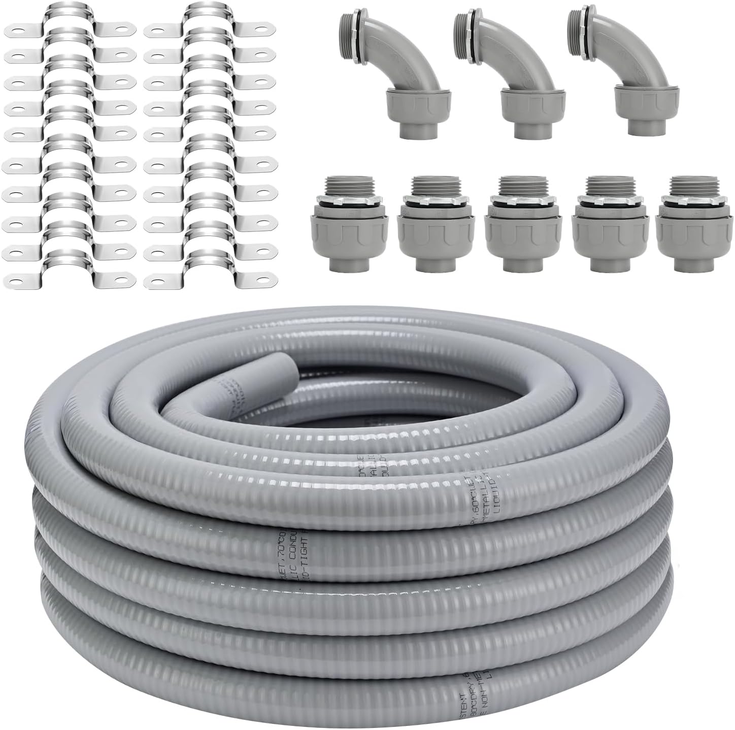 液密電線管コネクタキット、柔軟な非金属液体タイト電気コンジットキット、防水屋外電気コンジットパイプ、ストレート/アングル継手、クラン