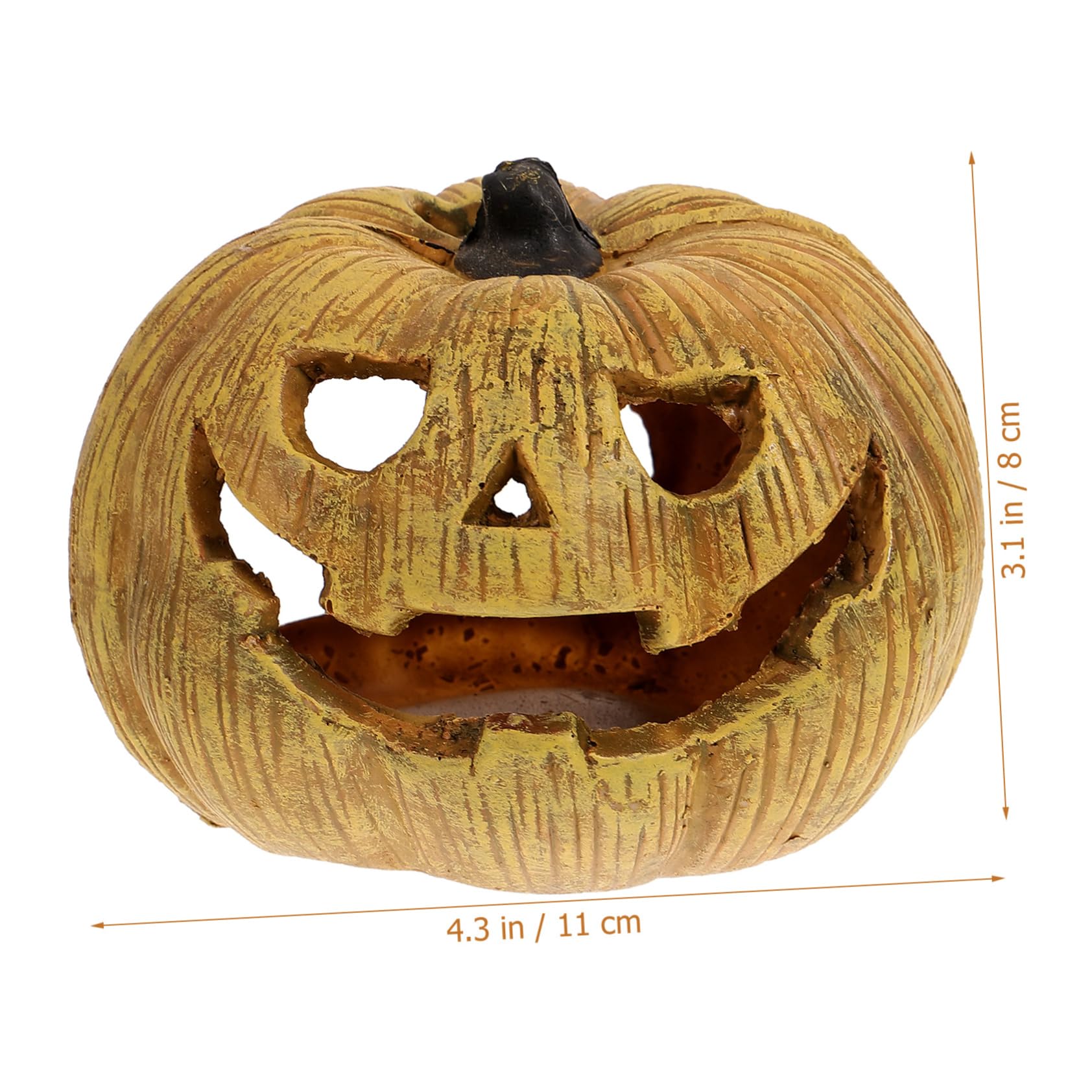 VICASKY Pumpkin Reptile Hideout Decorative Resin Cave for Lizards Frogs and Aquatic Pets Lightweight Indoor Pet Hide with Halloween Theme Reptile Tank Shelter