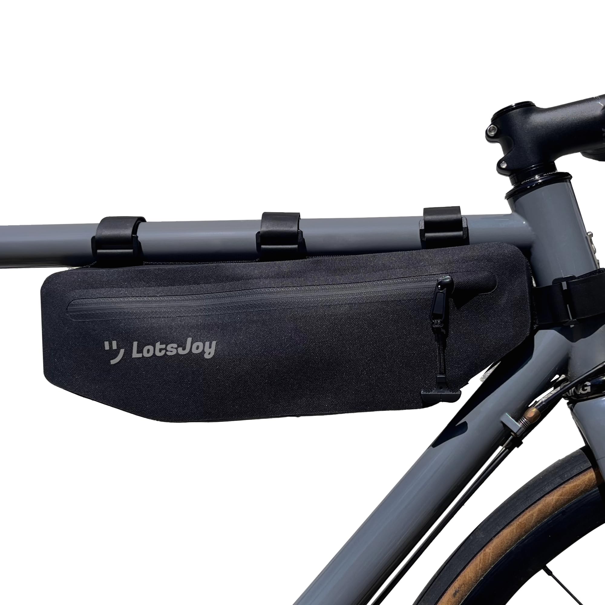 LotsJoy Fahrrad Rahmentasche 2.3L - Rahmentasche Wasserdicht, Leicht & Stabil, Oberrohrtasche, Fahrradtasche für Rennrad & Mountainbike, Ideal für Bikepacking