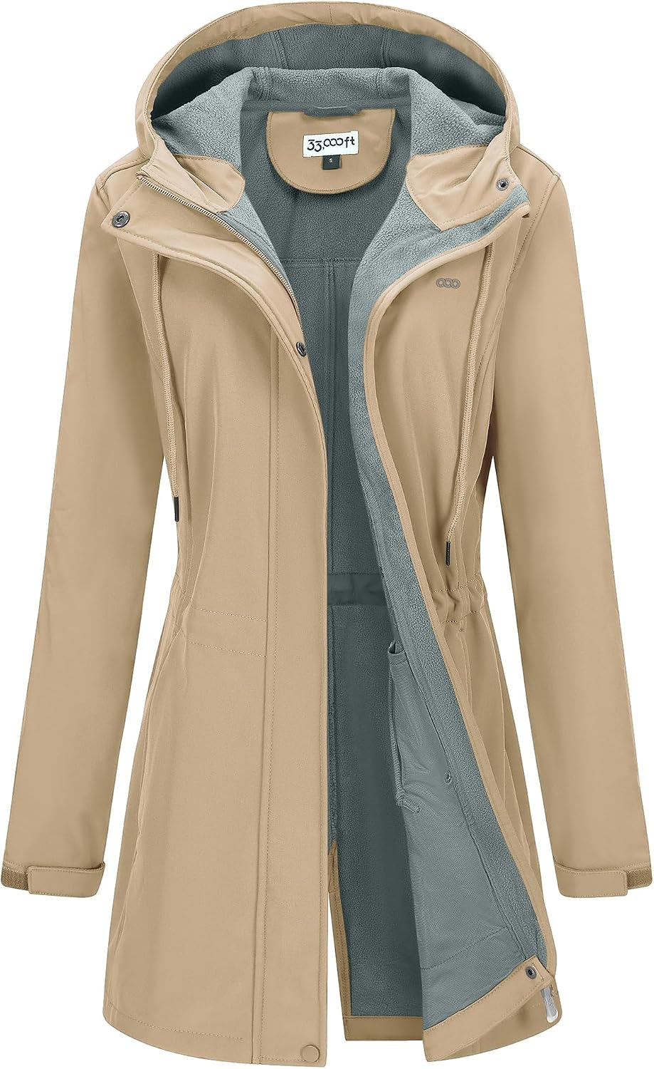 33,000ft Women's Hooded Softshell Jacket Fleece Lined Waterproof Raincoat