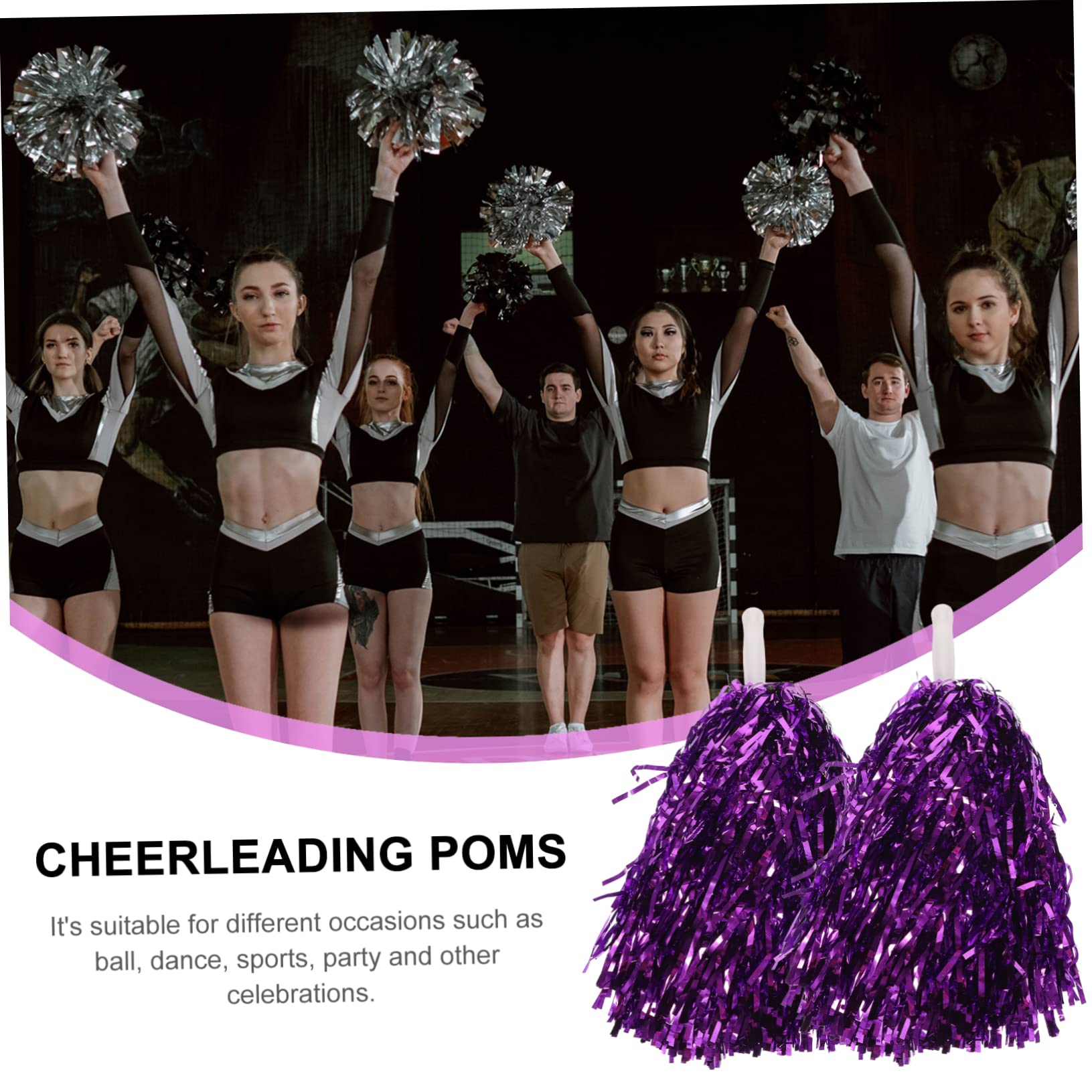 BESPORTBLE 16pièces Pompoms De Cheerleading Métalliques Accessoires De Danse Et Compétitions Sportives Pompons Réutilisables Attrayants pour Événements Sportifs Et Fêtes