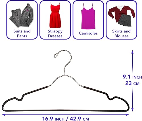 Miniatura 2 de Paquete de 24 perchas de metal con muesca para el hombro, perchas de alambre resistente, acero inoxidable ultrafino, antideslizantes, ahorran