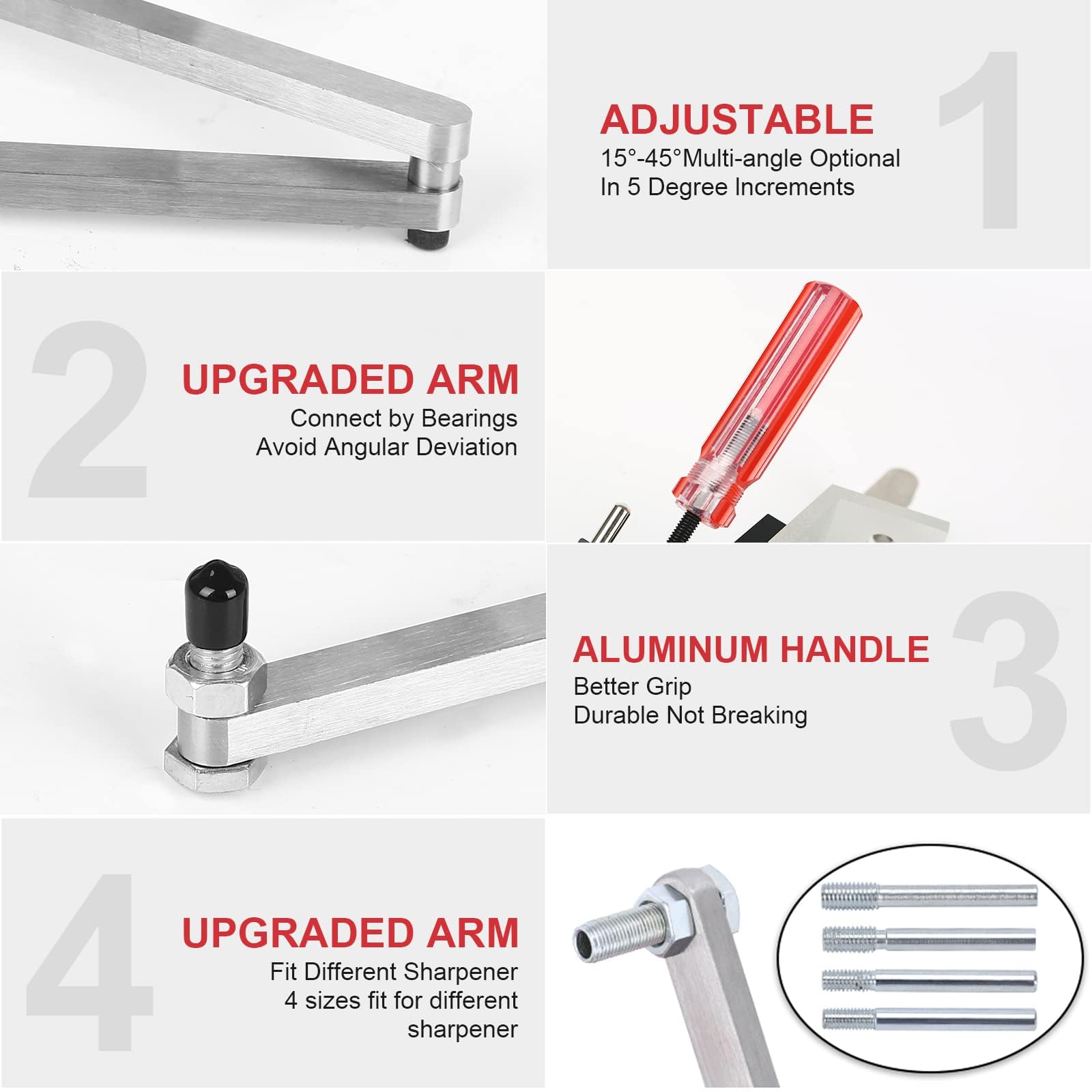 Afilador de cuchillas para cortacésped, herramienta de afilado de cuchillas para cortacésped ajustable de 15°-45°, kit de herramientas de soporte equilibrador de afilado portátil profesional para