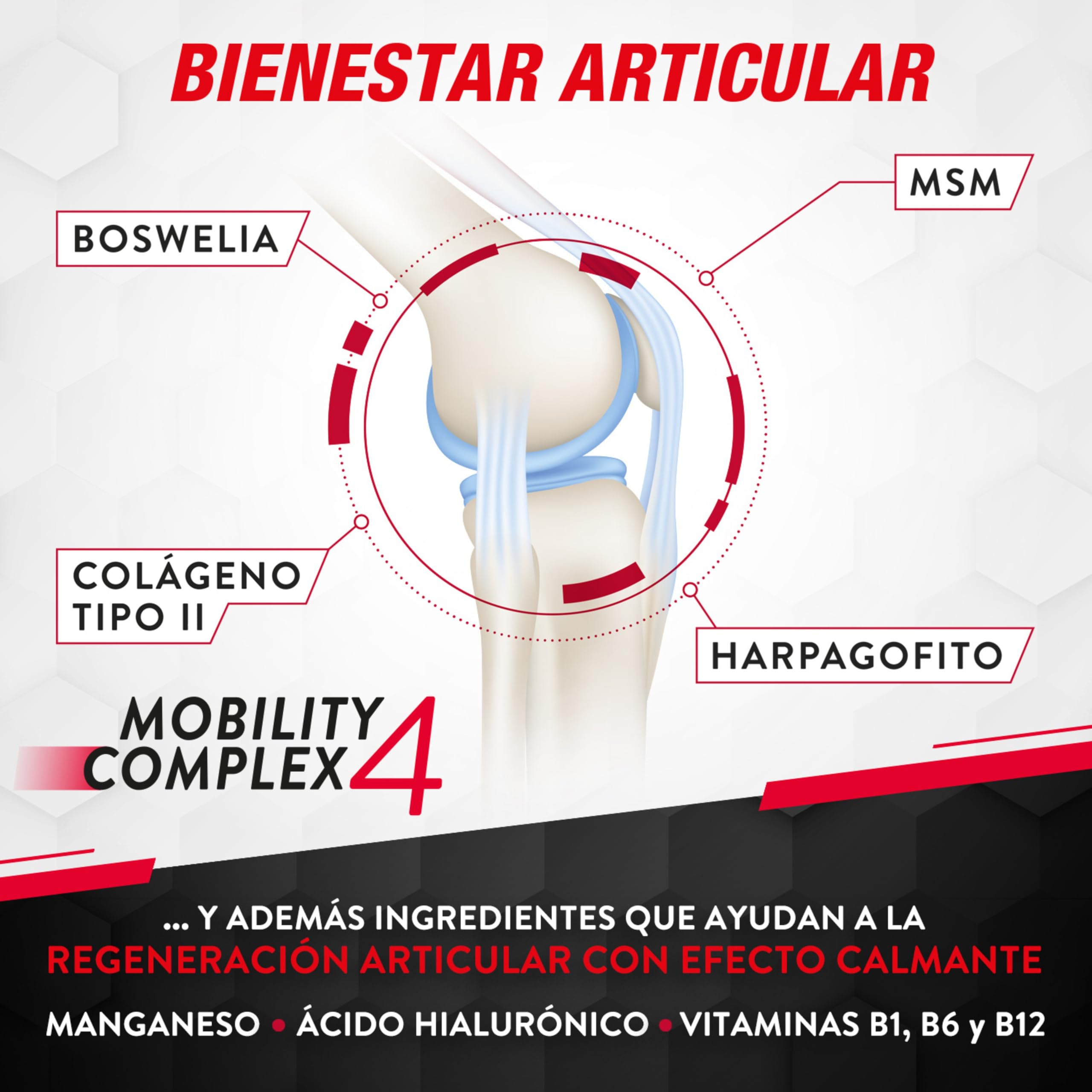 RS7 Articulaciones Plus | 90 Comprimidos | Colágeno tipo II, MSM, Boswellia, Harpagofito, Ácido Hialurónico, Manganeso y Vitaminas B1, B6 y B12