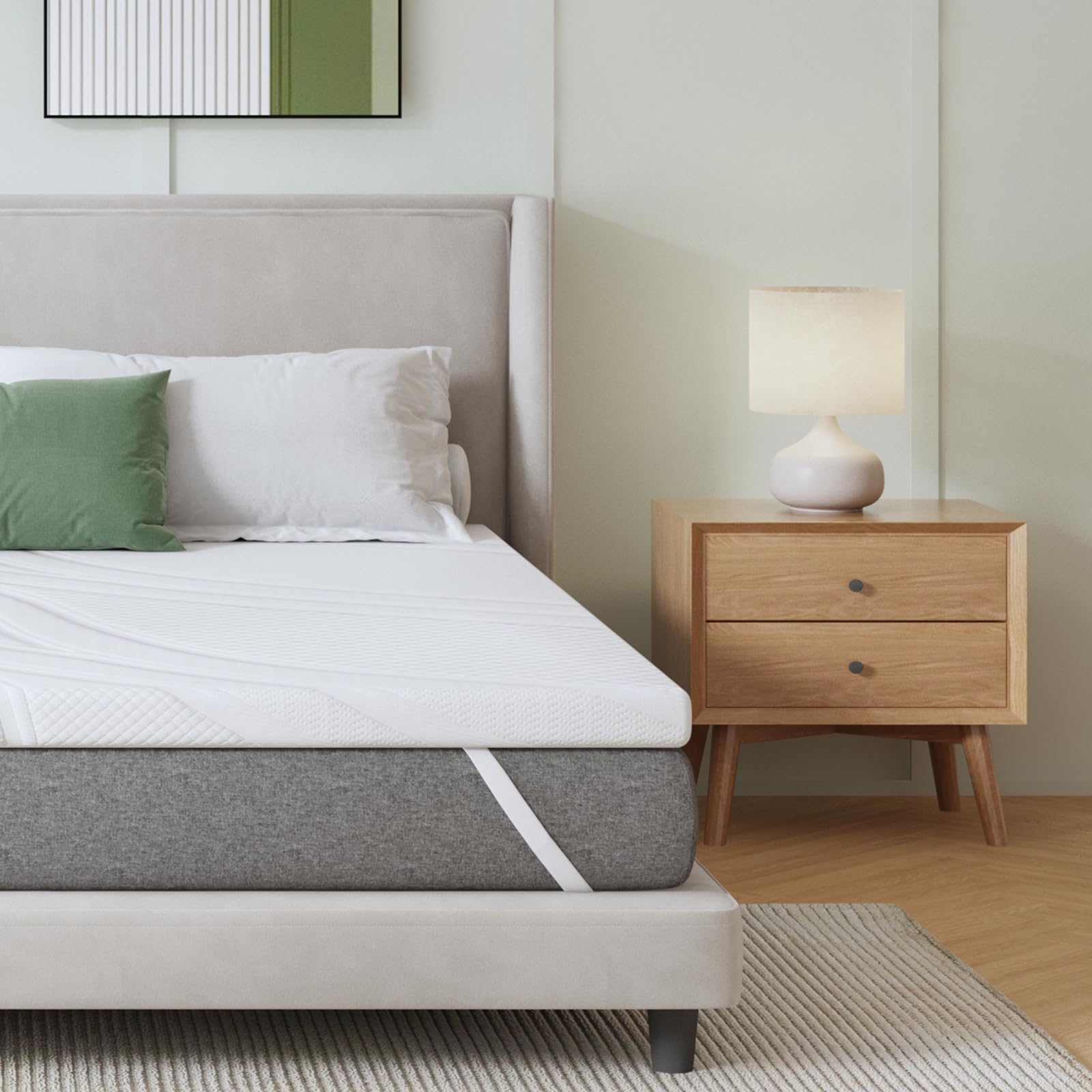Novilla Surmatelas 140x190, 7.5CM, Surmatelas en Mousse à Mémoire de Forme Gel, Mousse Confort, Doux pour la Peau et Doux, avec Design Antidérapant et Certification de Sécurité, Lavable