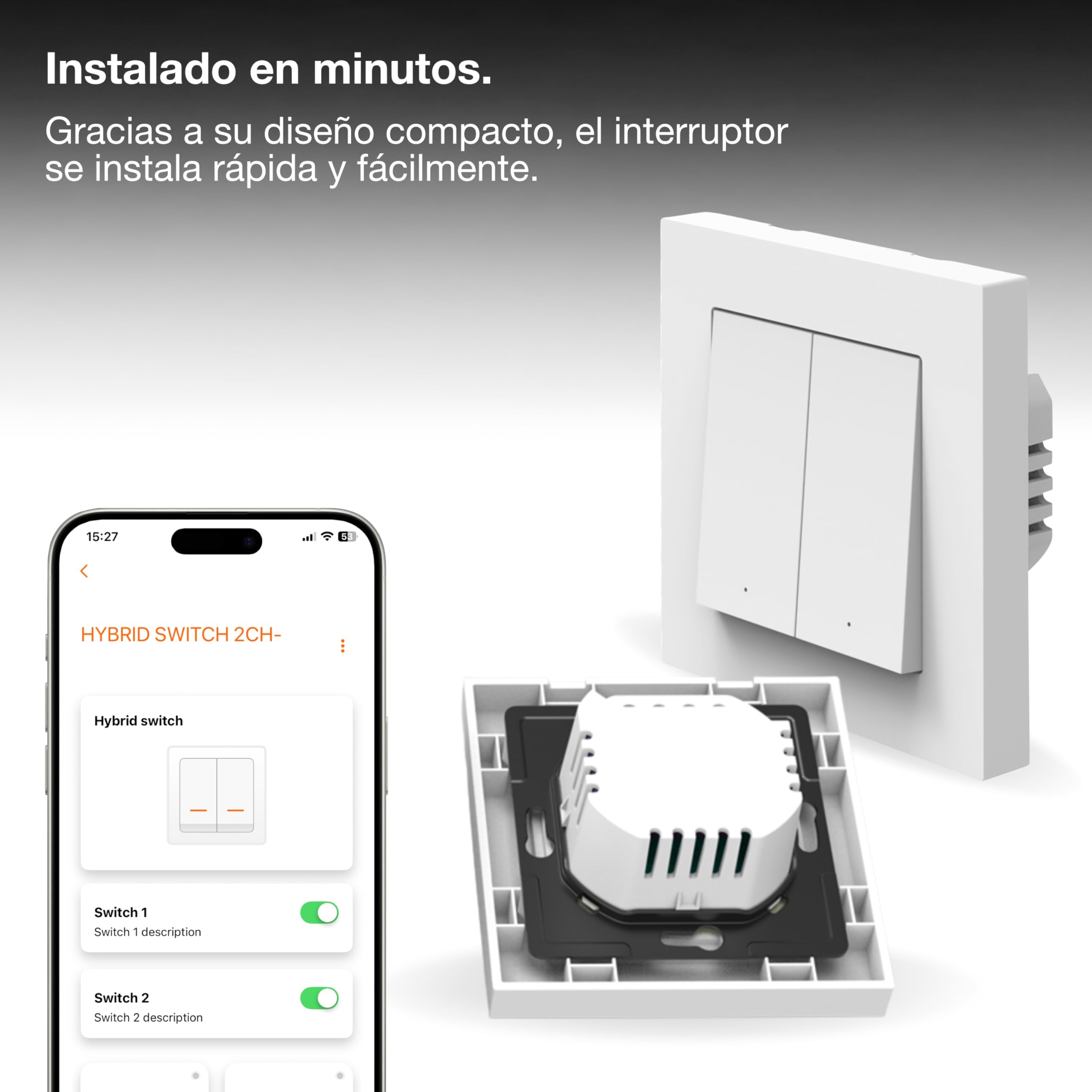Interruptor de pared OSRAM SMART+ WiFi Matter de 2 canales y 16 AX IP20