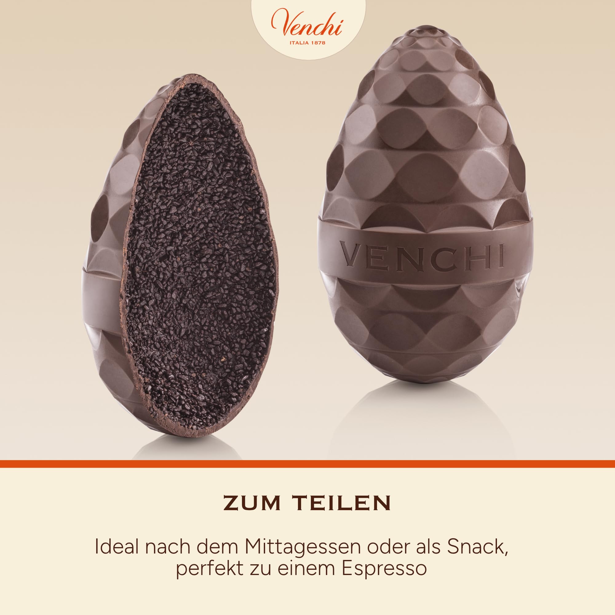 Venchi - Chocoviar 75% Schokoladenei, 350 Gr, Geschmack: Extra-Zartbitterschokolade mit Chocoviar-Mikroperlen, Glutenfrei, mit Überraschung, Venchi-Osterkollektion, Geschenkidee