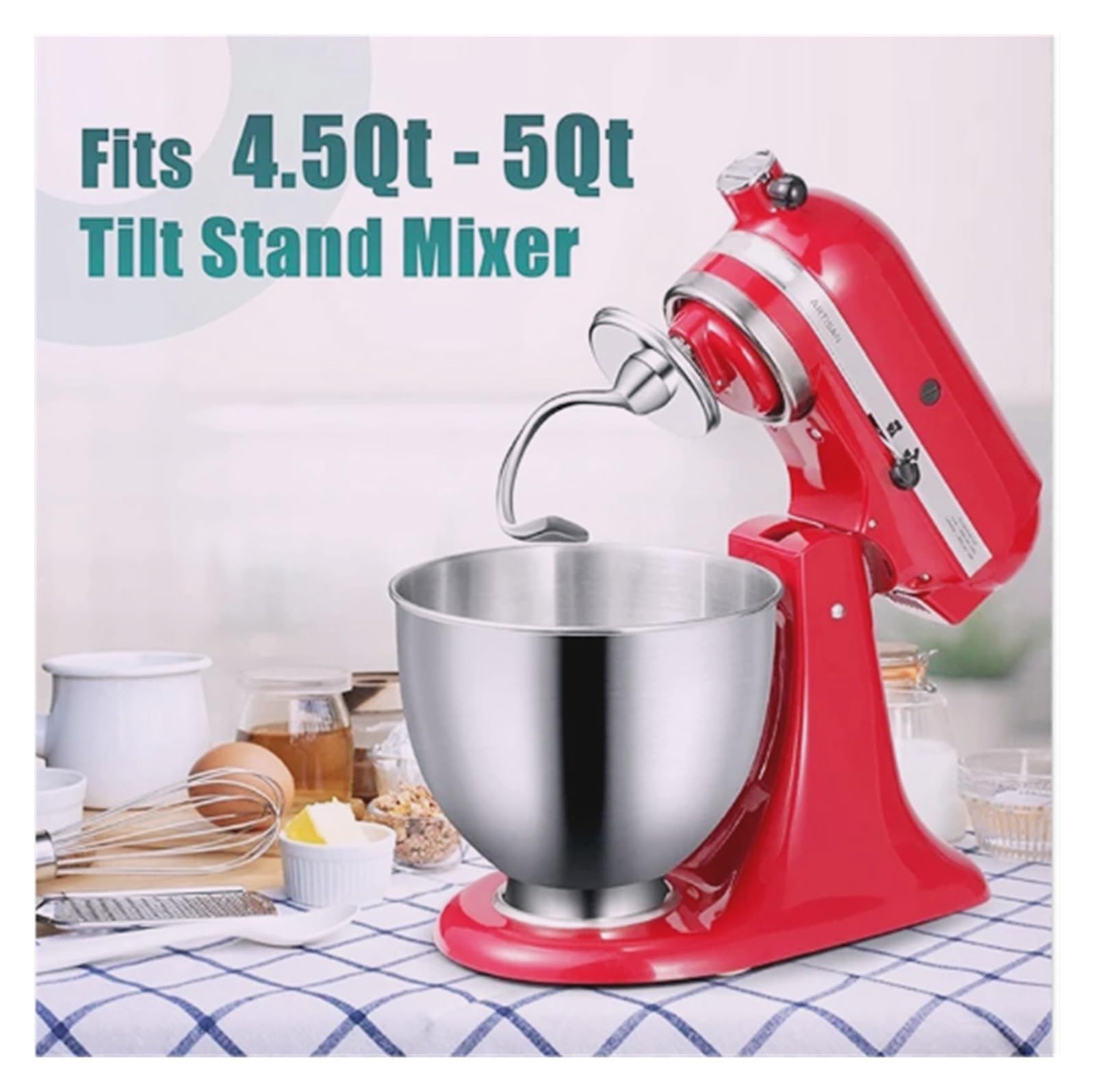 Set frusta a filo K5WW e gancio for impastare 5K7SDH, accessori di ricambio for l'attacco del mixer, compatibile con Kitchenaid 4.5-5QT il robot da cucina con testa inclinabile