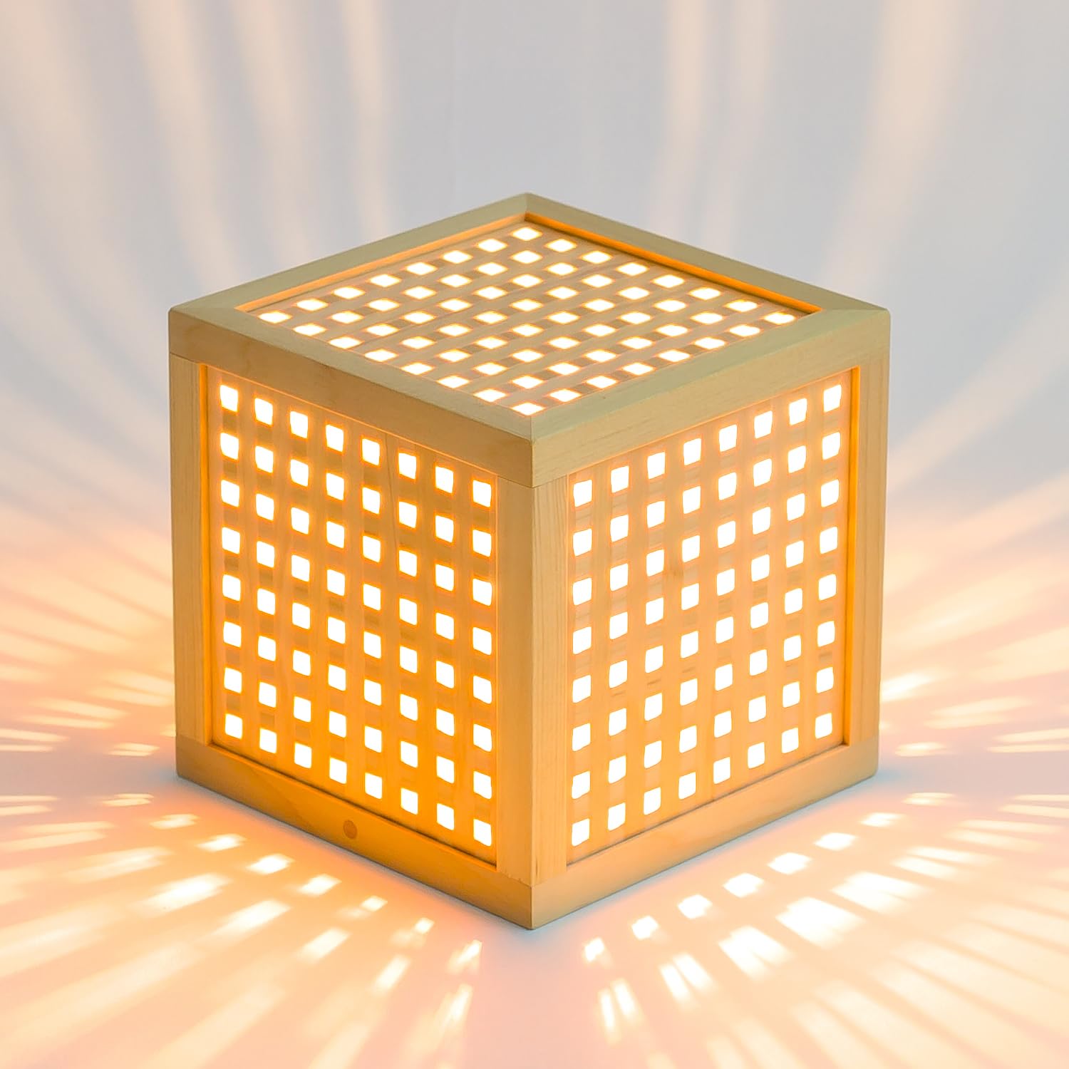 Amazon.co.jp : 木のあかり ひかりの小箱2 小型テーブルランプ 組子