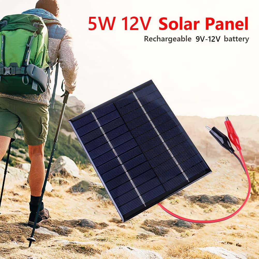 Wasserdichte 5W 12V Solarpanel Outdoor tragbar DIY Solar Ladegerät Polysilizium Epoxy Panel 136x110MM Solarladegerät für 9-12V Batterieladung (1Pc)