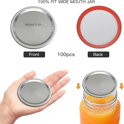Miniatura 5 de 30 tapas de conservas de boca ancha para tarros Ball, Kerr  Tapas de metal tipo Mason para conservas  Material de grado alimenticio, 100% de ajuste
