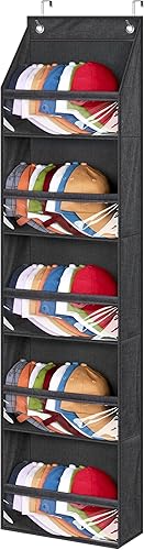 SLEEPING LAMB Organizador de sombreros de puerta estrecha para gorras de béisbol, estante para gorras de béisbol para armariopared, soporte de