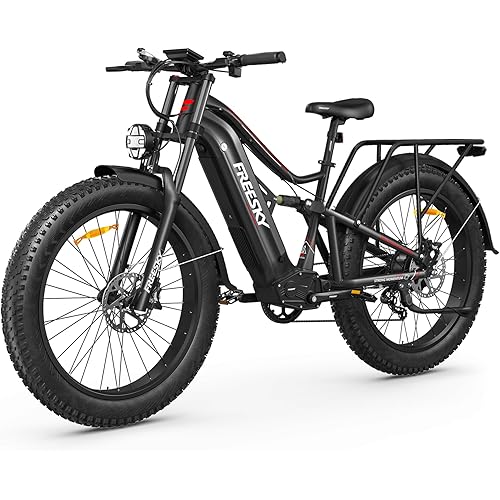 FREESKY 2500W BAFANG Motor Electric Bike for Adults, 48V 30Ah Samsung Cells Battery Ebike 120 Miles, 38+MPH, 26" Fat Tire Dirt All-Terrain Mountain E Bike, Full Suspension, UL 2849 Certified by TÜV