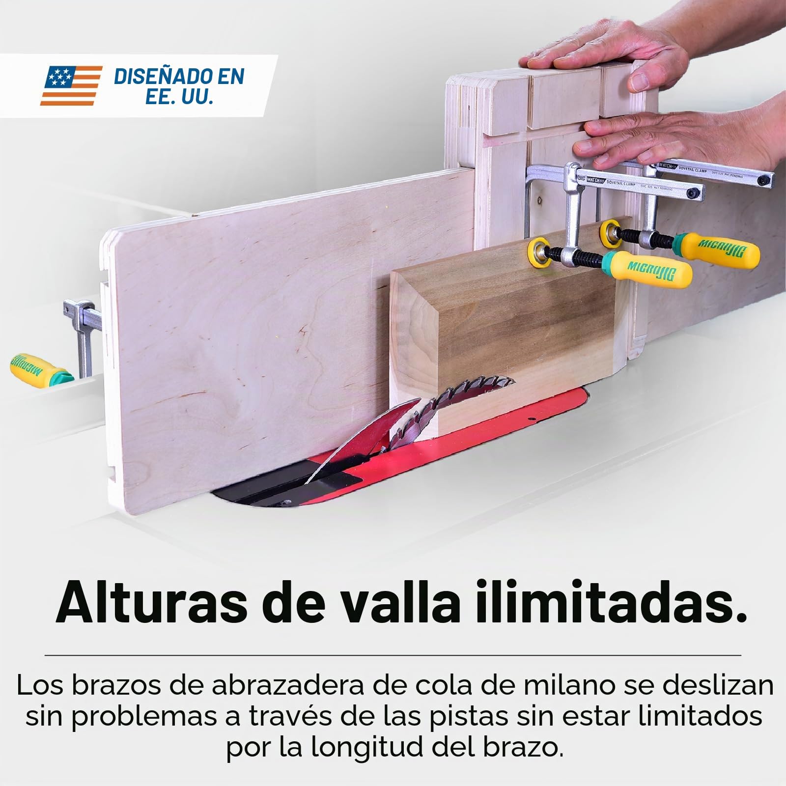 MICROJIG GRR-Ripper DVC-538K2 - Abrazaderas de cola de milano, color amarillo/verde