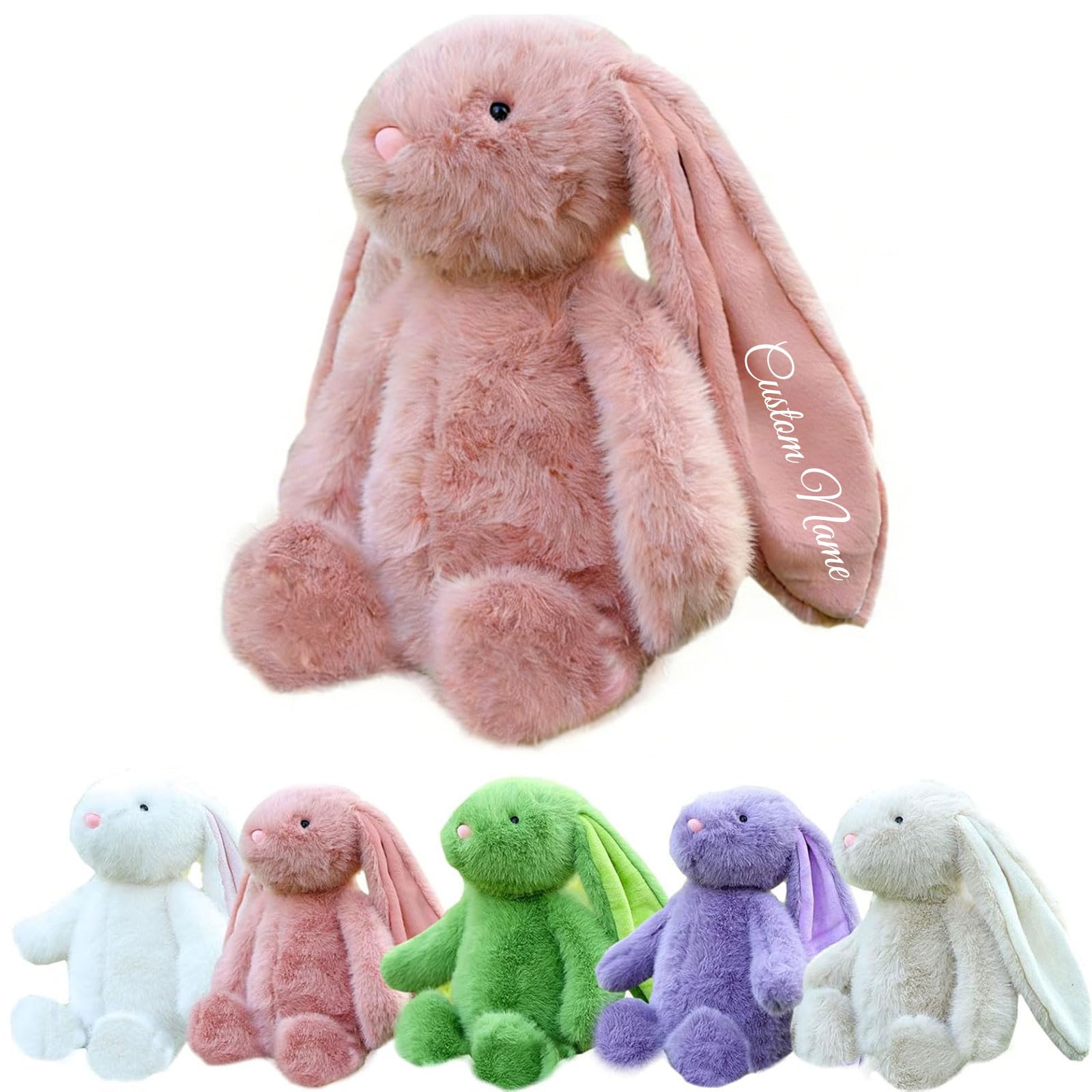 Personalised Baby Bunny, Custom Text Plush Toy 30/40cm 5 Colours Gift