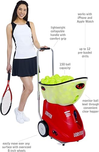 Miniatura 6 de Sports Elite Grand Four - Máquina de pelotas de tenis, digital completo, velocidad de bola ajustable, 6 ejercicios precargados, juego de partido,