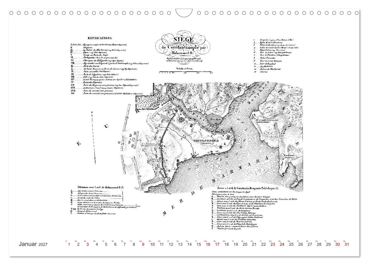 CALVENDO - Istanbul - Hauptstadt des osmanischen Reiches seit 1453 (Wandkalender 2027 DIN A3 quer), Monatskalender: Historische Ansichten Istanbuls