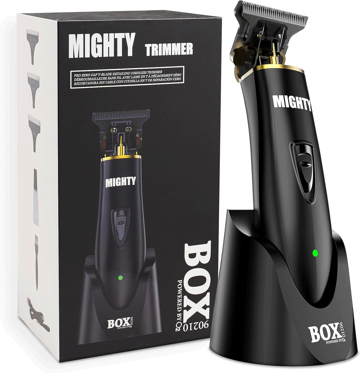 MIGHTY PRO Zero Gap T-Blade Cordless Trimmer – Professional High-Precision Cordless Hairline and Beard Trimmer for Men, Electric Razor, and Hair Removal Tool, by BOX90210