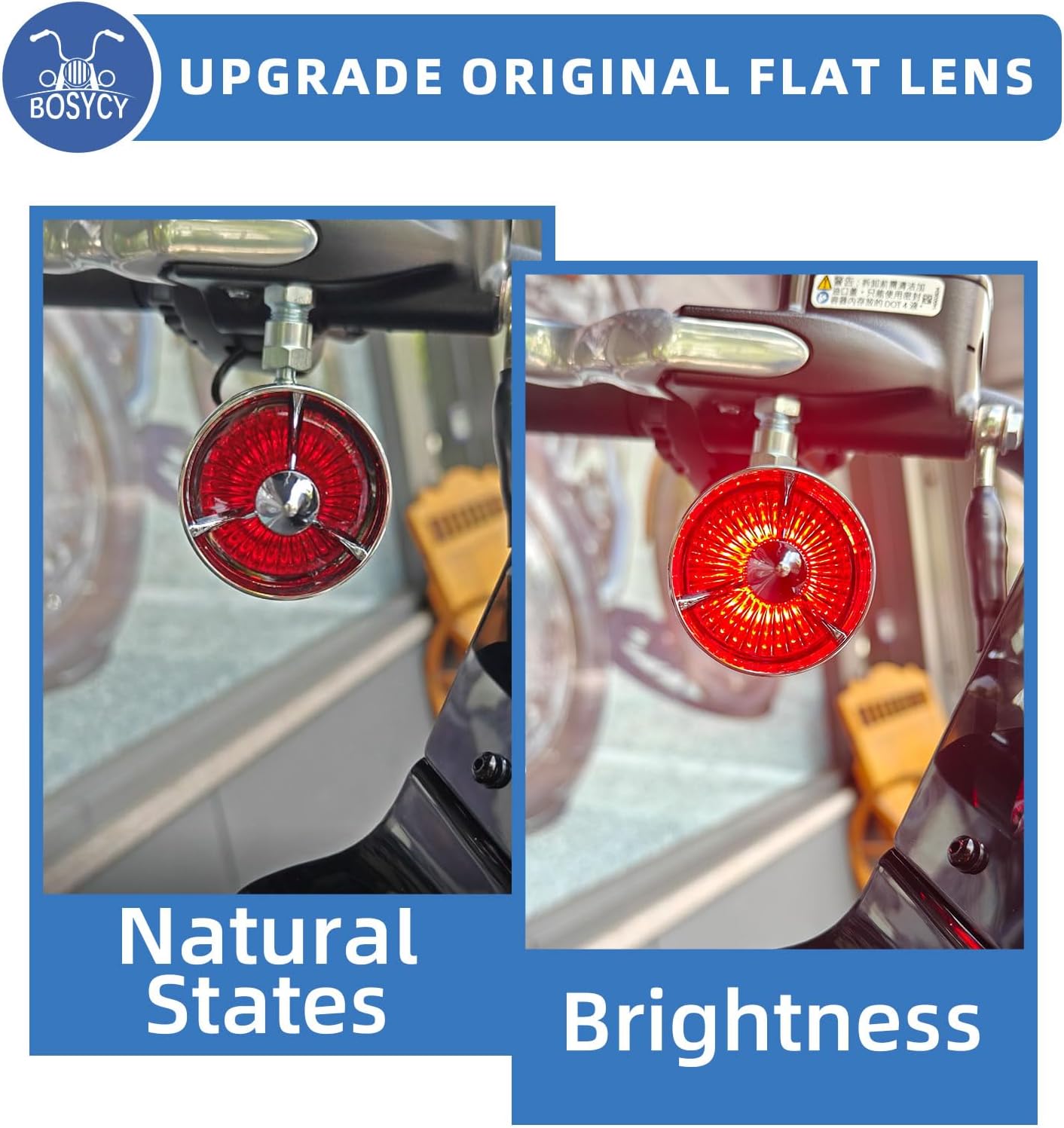 Motorcycle 1157 Turn Signals LED Rear Tail Lights 2 Pack, 2" Bullet Switch Back Brake Blinkers Universal Fit Harley Softail Deluxe Street Glide Sportster Dyna Electra Fatboy Heritage-Red Lens