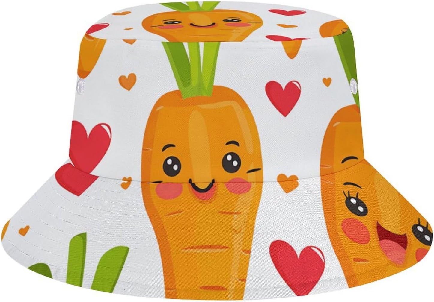 Carrot in Cartoon Style Bucket Hat Packable Sun Hats Travel Summer Beach Fisherman Cap for Women Men Teens