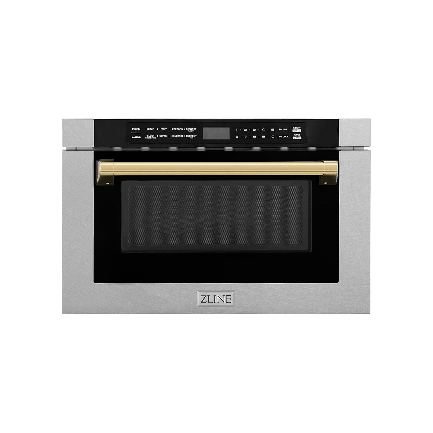 ZLINE Autograph Edition 24 1 2 cu ft Built-in Microwave Drawer with a Traditional Handle in Fingerprint Resistant