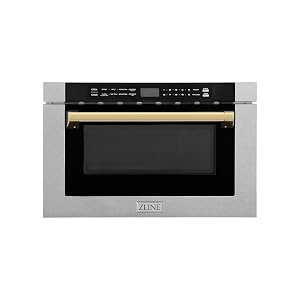 ZLINE Autograph Edition 24 1 2 cu ft Built-in Microwave Drawer with a Traditional Handle in Fingerprint Resistant