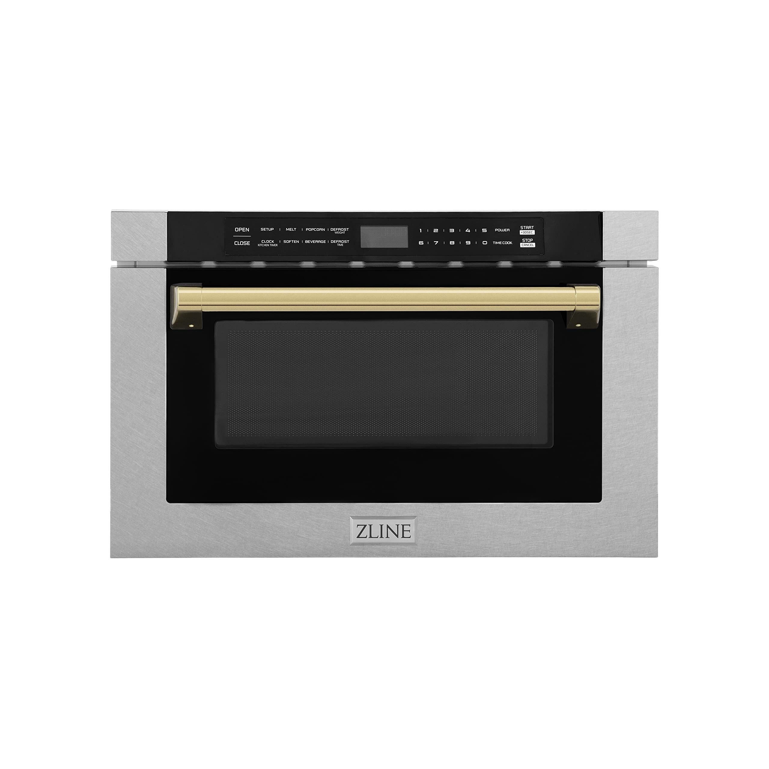 ZLINE Autograph Edition 24 1 2 cu ft Built-in Microwave Drawer with a Traditional Handle in Fingerprint Resistant